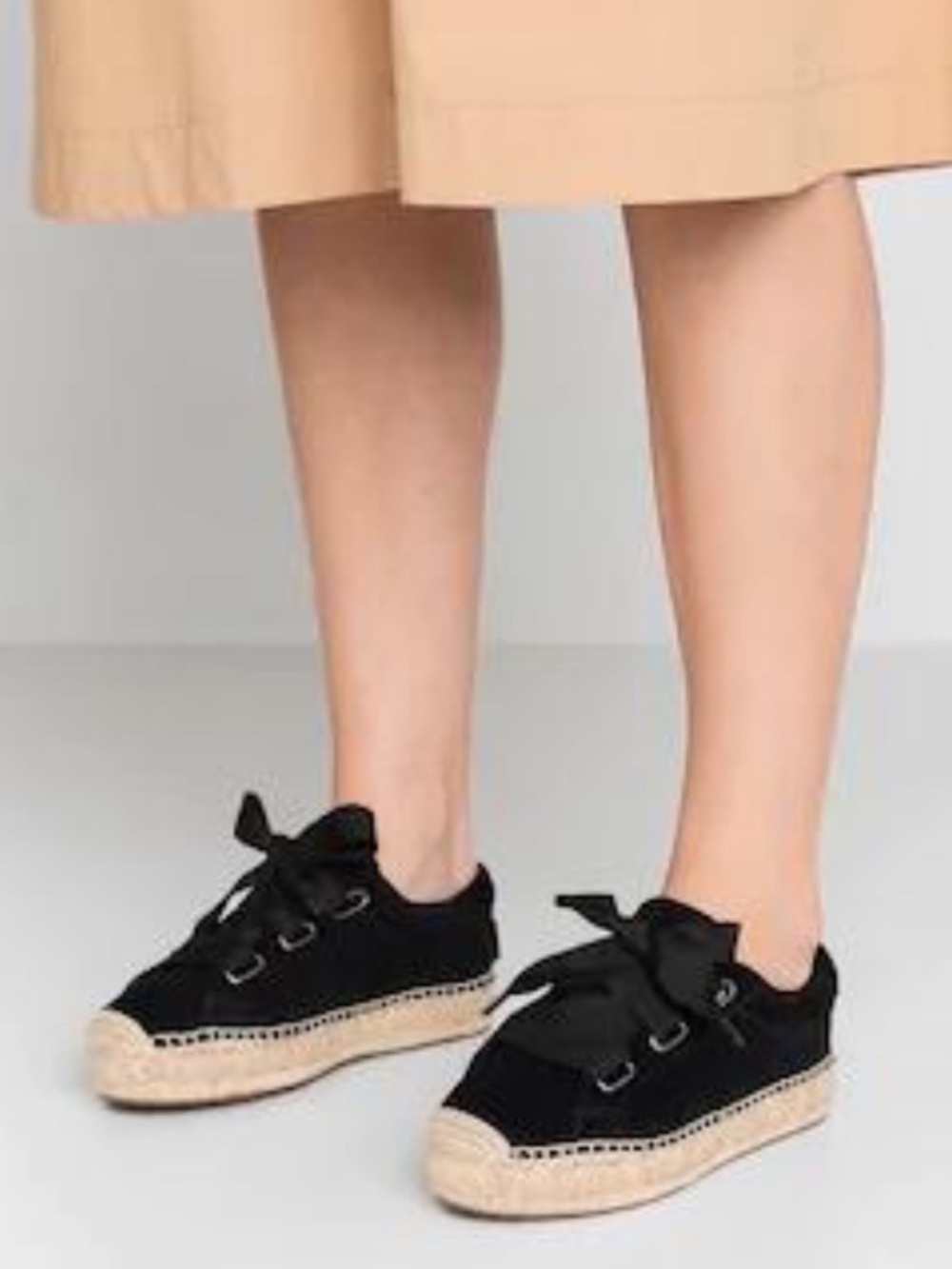 UGG “Brianna” Black Espadrille Lace-Up Platform Sneakers